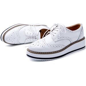 Women's White Oxford Platform Shoes